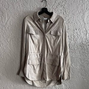 VINCE Beige Suede Shirt Jacket